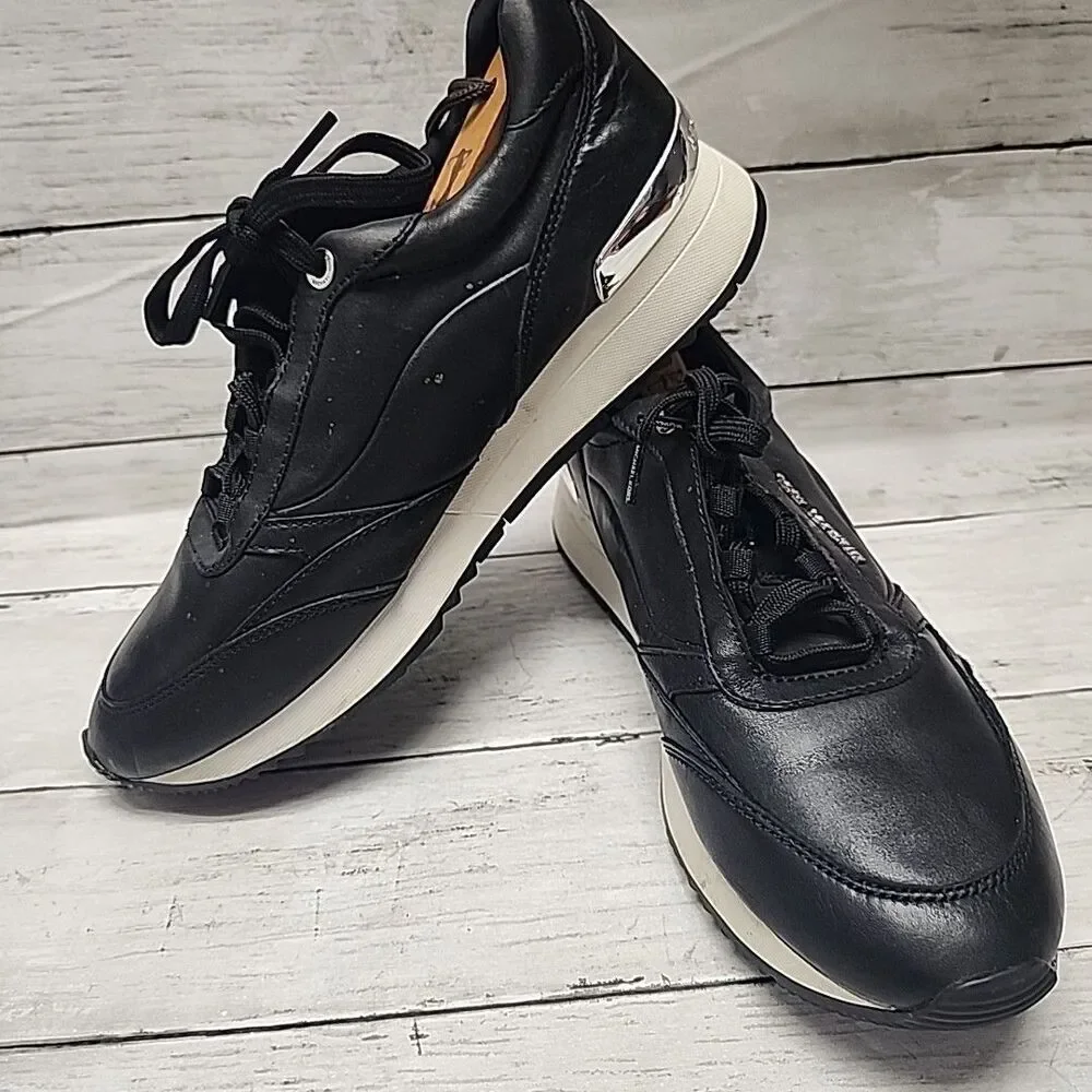 Michael Kors Allie Stride Trainer Smooth Leather Black Sneakers Women's 9.5M